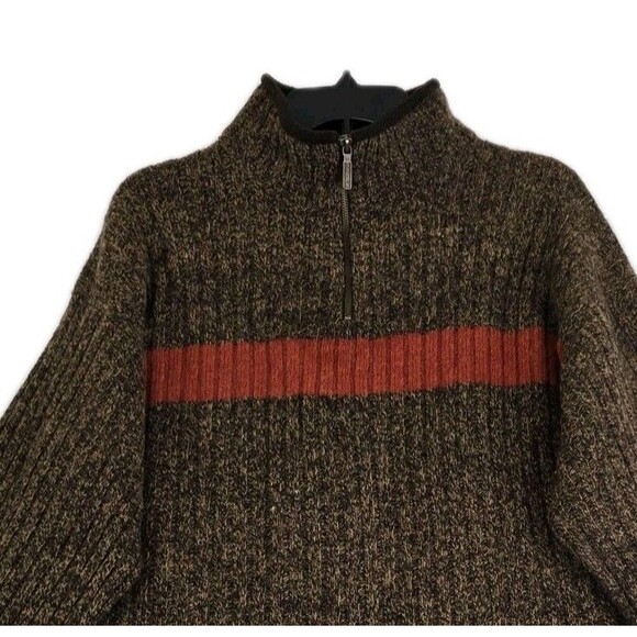 American Eagle Outfitters Sweater Mens Sz XXL Brown Red Half Zip Wool Mock Neck - Picture 5 of 15